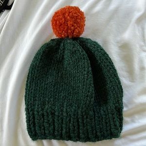 Forest Green Pom Beanie Hat